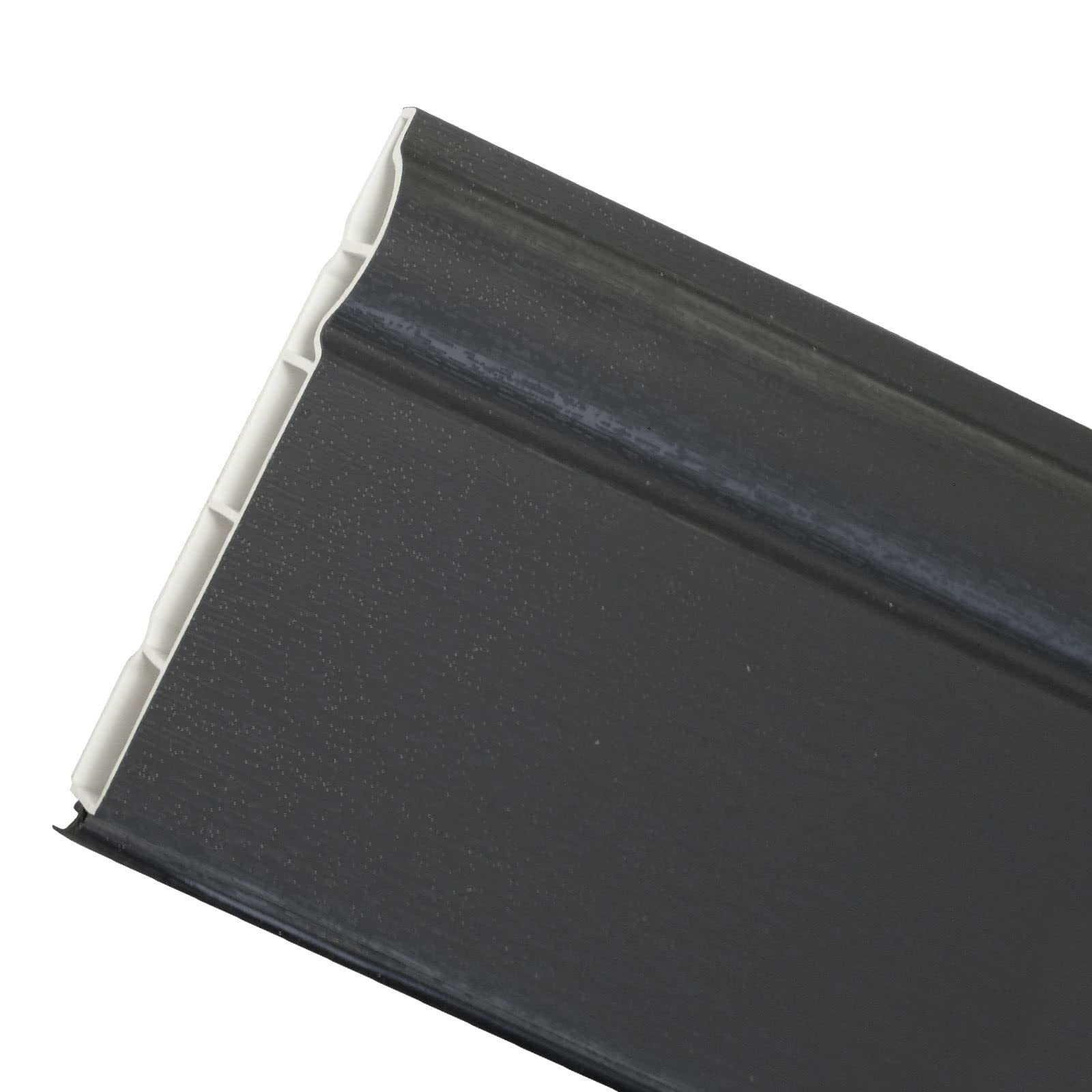 1 x 2.5 metre White Satin, English Oak, Rosewood or Golden Oak Roomline PVC-u Skirting Board - Hassle-Free Fitting. Zero-Maintenance. Realistic Woodgrain Finish. (Anthracite Grey)