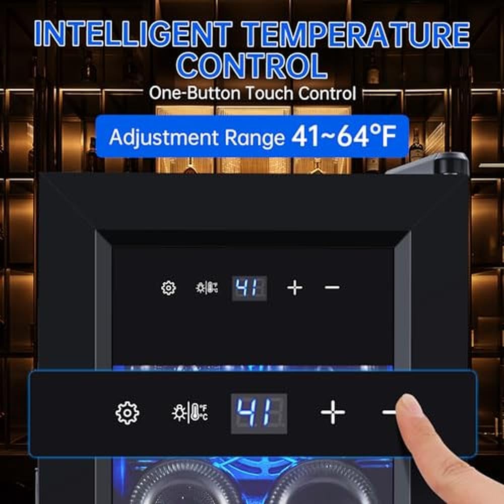 TROPOW 30 Bottles Wine Fridge Under Counter with Digital Temperature Control, Stainless Steel + Glass Door, Safety Lock - All Wood Shelves, LED Lighting - 40~60°F on Fridge.com