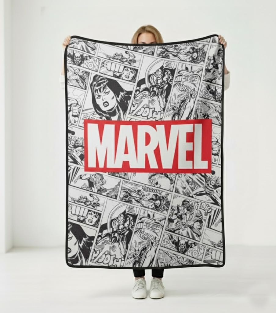 Silver Buffalo Marvel Avengers Retro Vintage Comics Panel 45" x 60" Fleece Throw, Soft and Cozy Blanket, 250 GSM
