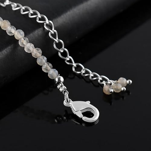 Miniatura 177 de Gargantilla de piedras preciosas naturales, cuentas redondas facetadas, joyería chapada en plata, cristales curativos, cumpleaños, hecho a mano