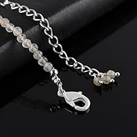 Vista 23 de Natural Moonstone Gemstones Choker Necklace, Faceted Rounds Beads, Silver Plated Jewelry, Healing Crystals, Birthday, Handamde, Minimalist, Women