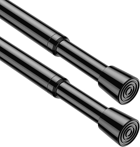 Miniatura 40 de Barra de cortina de tensión para ventanas de 28 a 48 pulgadas, barras de cortina con resorte, barra de tensión negra, sin perforación, barra