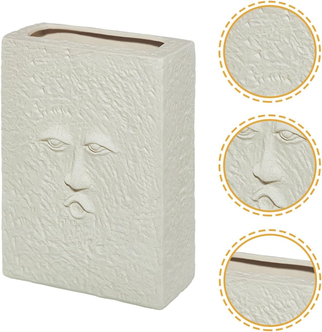 Ceramic Face Chopstick Holder for Silverware, Rustic White