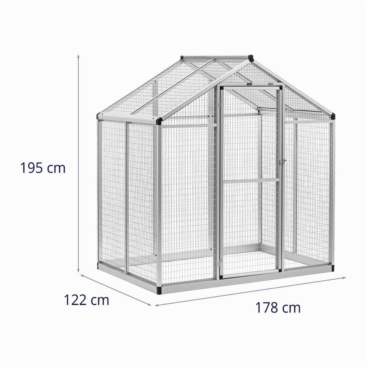 Wiesenfield WIE-BC-200 Außenvoliere Aluminium 122 x 178 x 195 cm Vogelvoliere außen Vogelvolieren für Draußen Alu-Voliere Voliere Alu