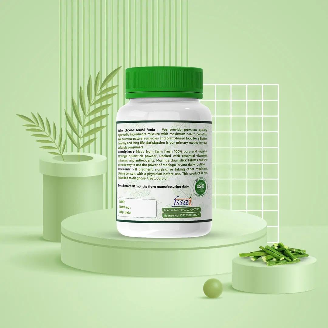Moringa Drumstick Tablets (180 Tablets) | Natural Ayurvedic Supplement for Healthy Life — Amazon image 5