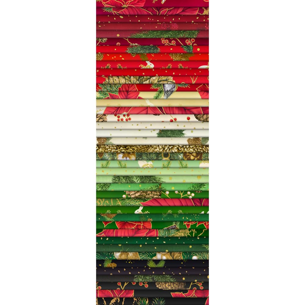 Holiday Flourish Forest Glen Holiday Roll Up 40 2.5-inch Strips Jelly Roll Robert Kaufman RU-1402-40
