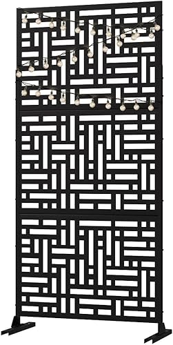 NeuType Pantalla de privacidad de metal con soporte, pantallas de privacidad decorativas independientes para exteriores, para patio, jardín, balcón,