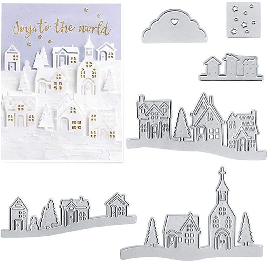 Amazon.com : Village House Metal Cutting Dies Stencil Template Molds ...