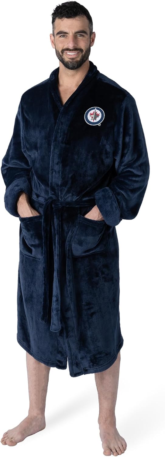 Northwest NHL Adult Unisex Silk Touch Bathrobe, Officially Licensed Loungewear, Soft Plush Polyester