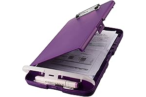 Foldable Clipboard with Built-In Storage, a Purple Hue for Organization