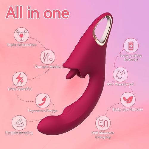 Miniatura 2 de Juguetes sexuales vibradores de juguete rosa para mujeres, juguetes para adultos, vibradores, juguete sexual con 9 modos de lamer y aletear, 9