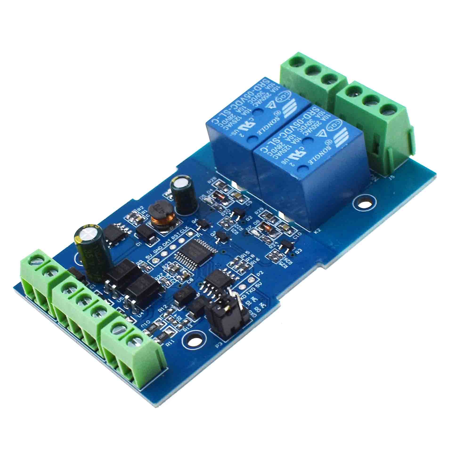 2 Way Modbus Rtu Relay Module Switching Input and Output RS485/TTL Communication Modbus Controlled Modbus Relay Board