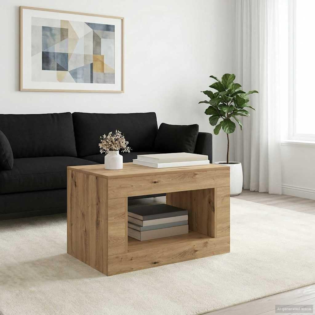 Table basse chêne Artisan rectangulaire avec rangement petite table salon