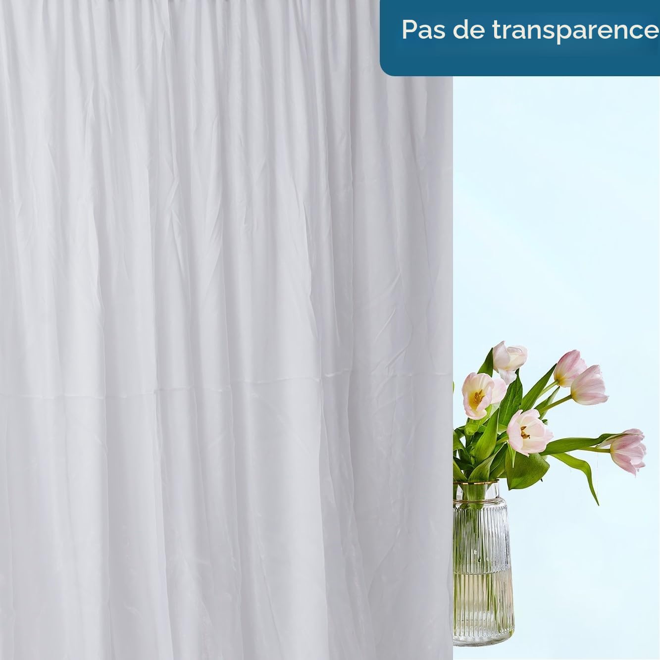 Urby Toile de fond à deux couches en mousseline de soie et polyester. Utilisation comme rideaux occultants extra larges, rideaux de scène ou rideau de séparation de garage. Blanc, 50,8 x 3 m