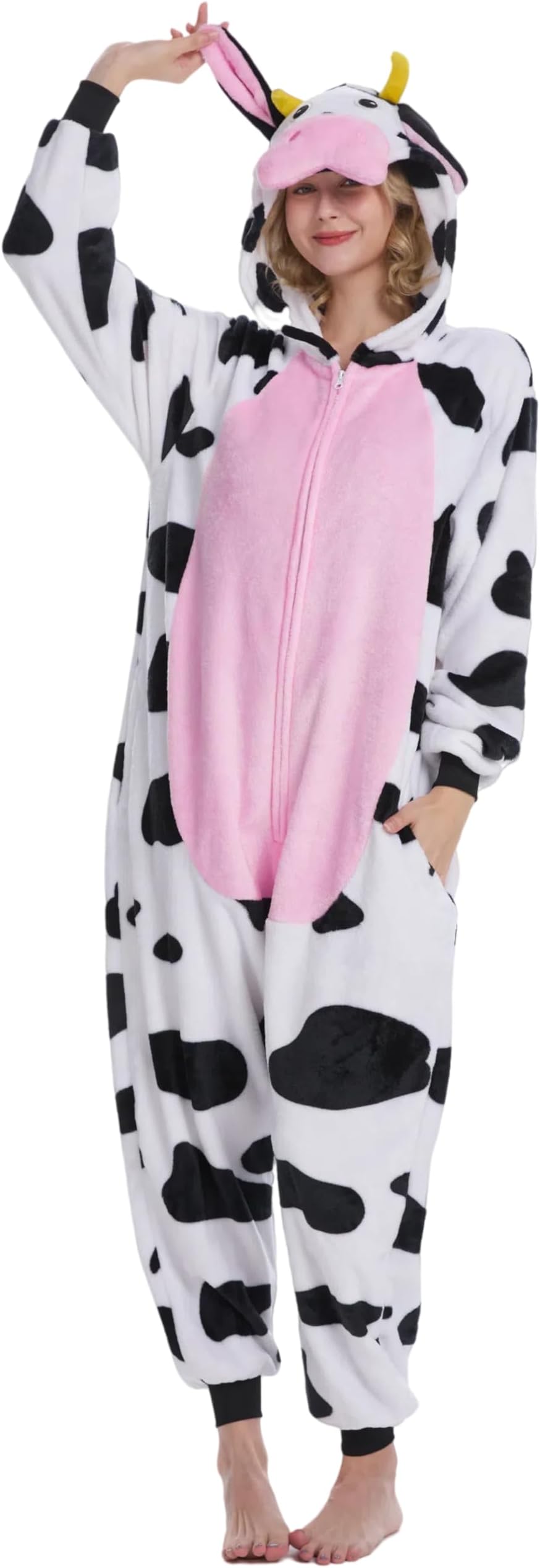 Unisex Adult Animal Onesie Pajamas, Men Women Flannel Halloween Cosplay Costume