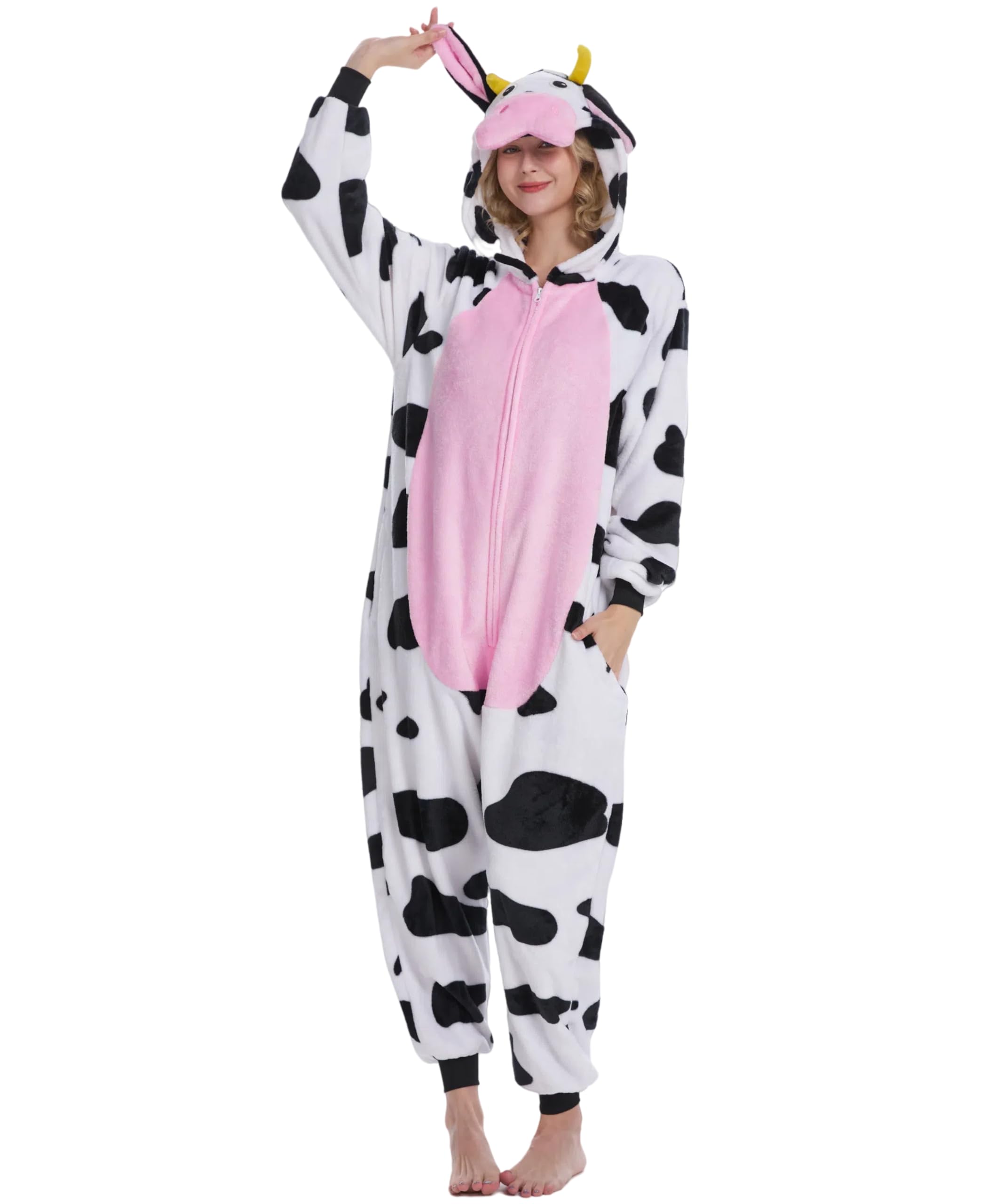 Solvienne Adult Onesie Halloween Costume, Pajamas for Men and Women | Zip up plush fabric…