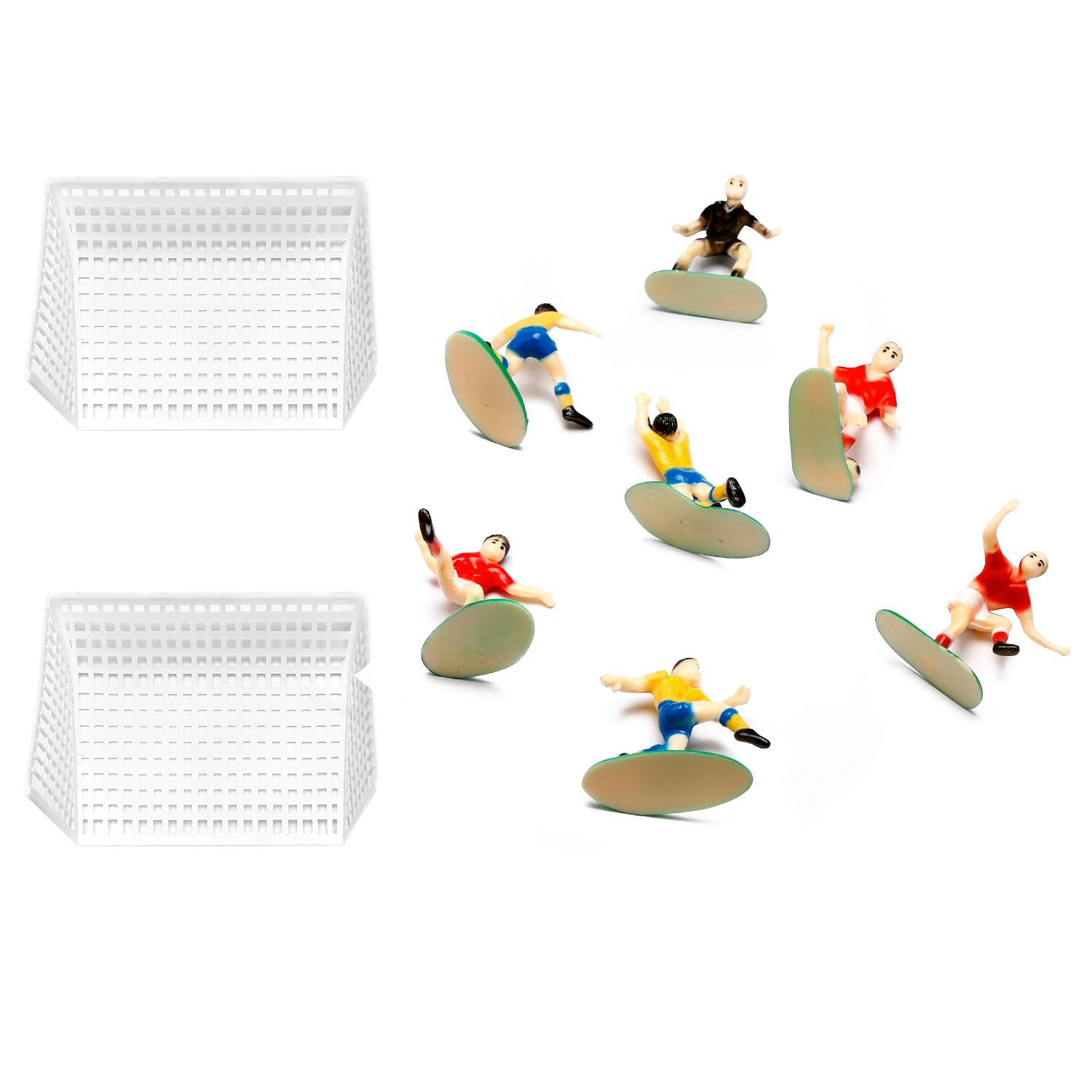 Hopzab 9pcs Football Cake Toppers Set, Plastic Soccer Figures, Goalpost Decorations for Birthday Parties, Sports Themed Desserts