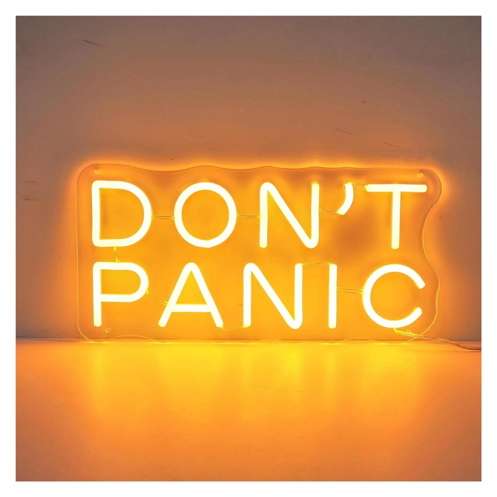 LEMST Signs Lamp Don't Panic Neon Sign, Book Lover Gift, Mental Health Neon Decor, Positive Wall Art Neon Light 38X33cm(Orange)