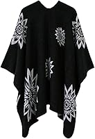 Vista 11 de Urban CoCo Poncho de colores para mujer, chal con frente abierto, color en bloques