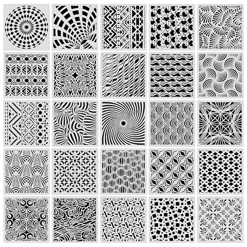 TONGIHS 36 Piezas Plantillas Geométricas de Pintura, plantillas para diario, Stencil Plantillas Geométricas Manualidades, para adornos de tela, obras de arte pintadas