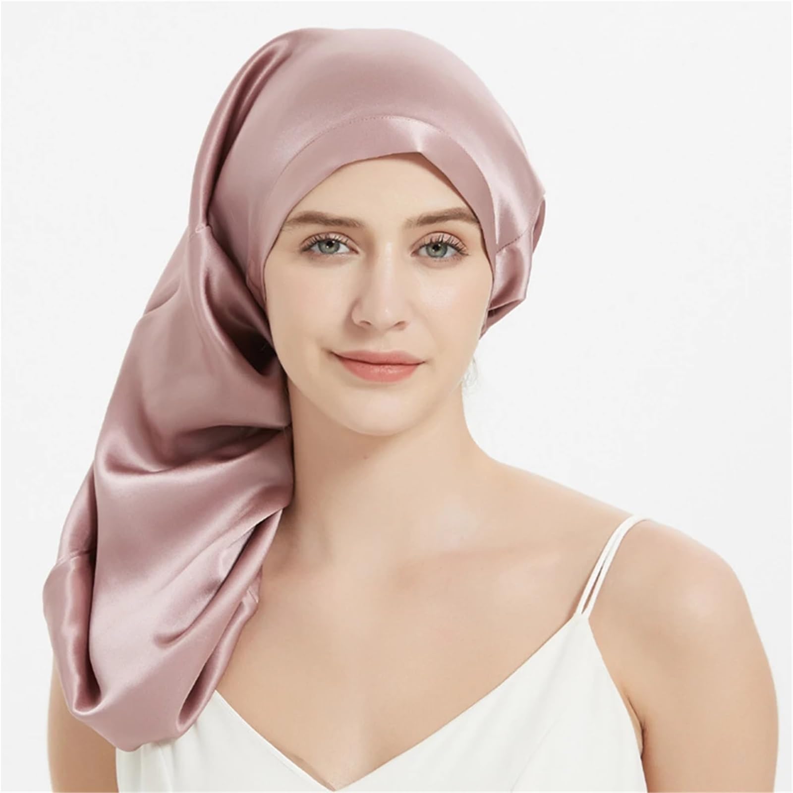 Gorro de Dormir de Seda Gorro de dormir seda for cabello largo, mujer, el cuidado del, 60 x 33 cm(Red)