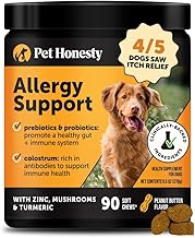 Pet Honesty Dog Allergy Itch Relief - Advanced Itch Supplement with Probiotics for Dogs - Immune Support & Skin Relief for Seasonal Allergies - Natural Itchy Skin & Paw Relief - (Peanut Butter, 90 Ct)