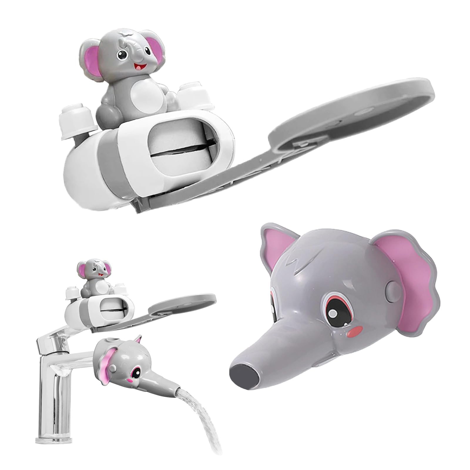 Prolongateur Extension Poignee Robinet Enfant 1 Pièces Faucet Extender Rallonge De Robinet Design en Forme de éléphant Réglable pour Buse Deau Extender, Cuisine, Salle de Bain, Robinet Accessoires