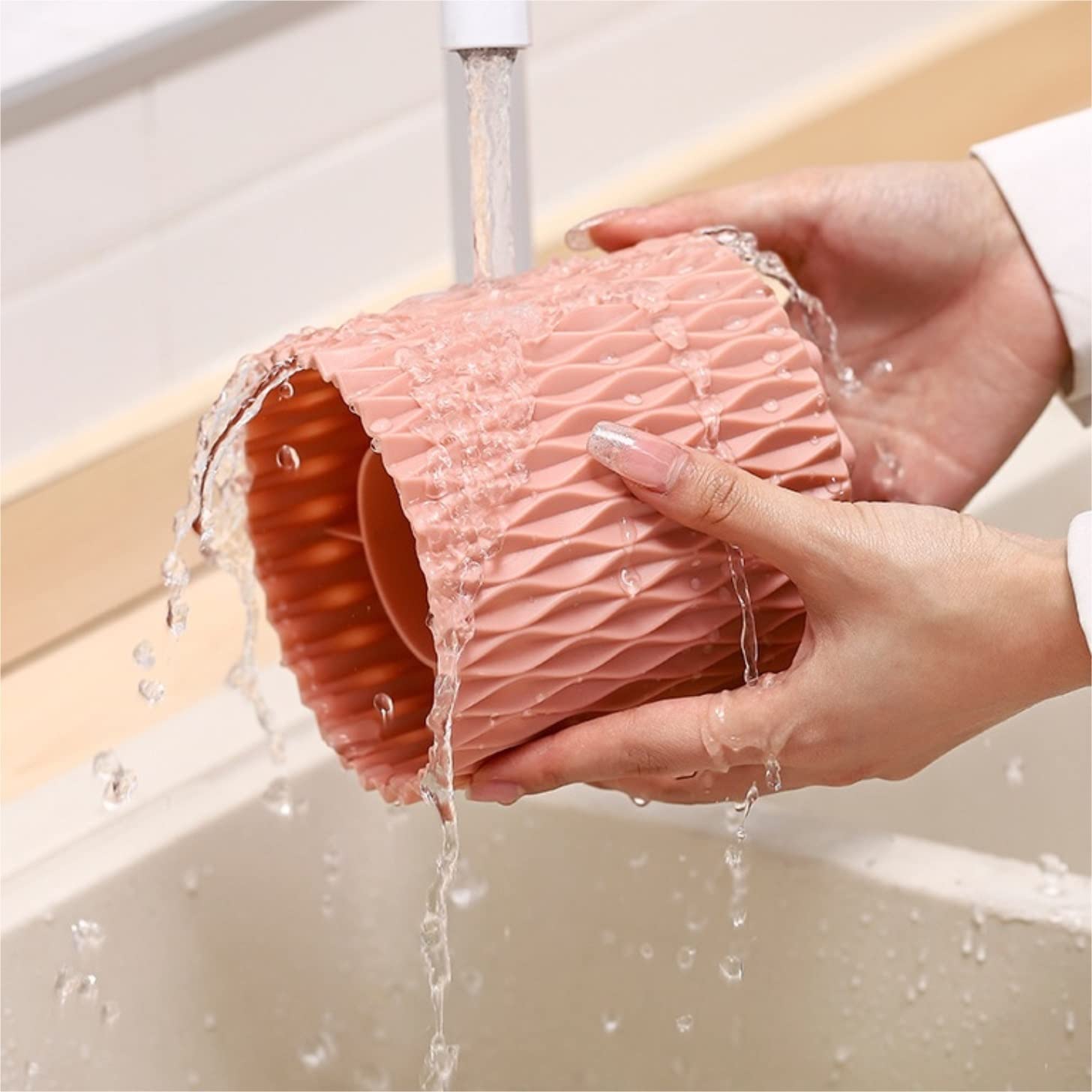 Organizer Trucchi Portatrucchi Secchio Portaoggetti Per Pennelli Per Trucco Scatola Portaoggetti Cosmetica Portatile Semplice Organizer Per Trucco Da Scrivania Porta Trucchi Organizer Bagno(Pink)