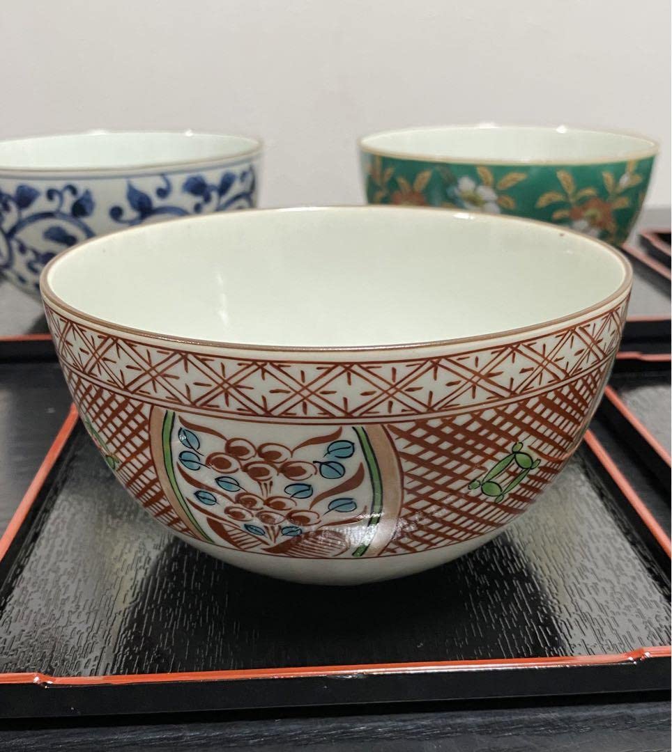 Amazon | 有田焼 どんぶり林齋 林斎 昭和レトロ 茶碗 5客 染付赤絵 
