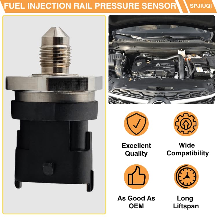 0261545055 12618108 5S13812 Fuel Injection Rail Pressure Sensor for Buick Enclave 2012-2017 Regal 2011-2013 Verano 2013-2016 Chevrolet Traverse 2012-2017 GMC Acadia Acadia Limited