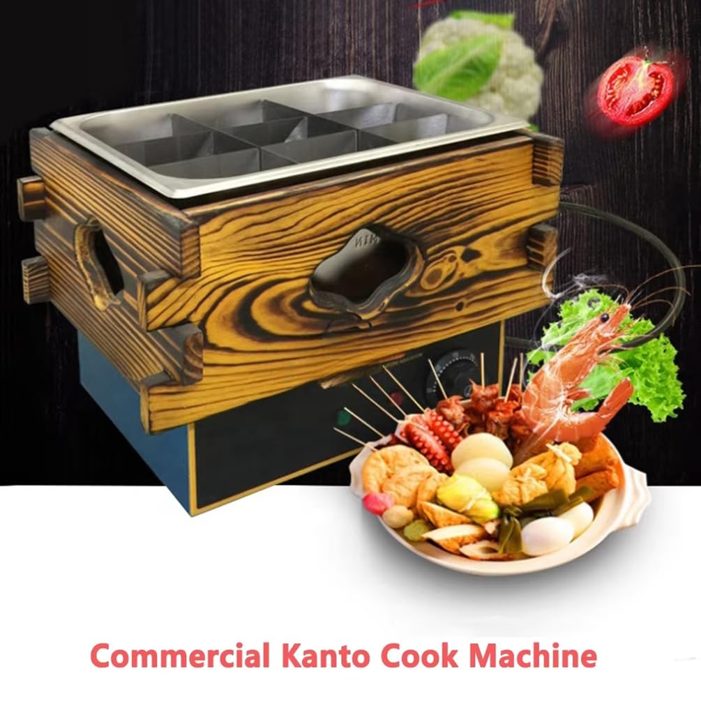 Pentola Oden Commerciale, Macchina da Cucina Oden Kanto da 9 Scatole, Divisorio Rimovibile, Temperatura 60~200°c Liberamente Regolabile, Corpo in Acciaio Inossidabile, Mac da Cucina Kanto Versatile