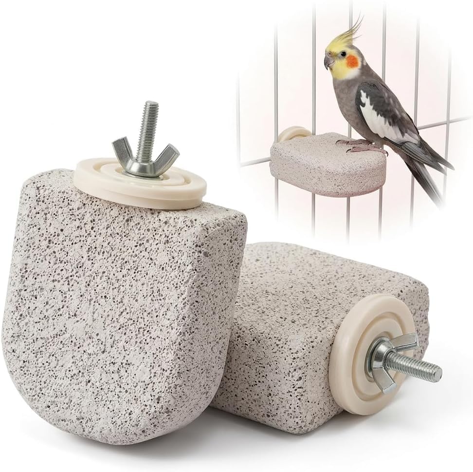 2pcs volcanic stone ice cream bird perch for small parrot cage | 2pcs ice cream shaped bird perch, volcanic stone parrot perch cage accessory toy for budgie cockatiel small pet birds