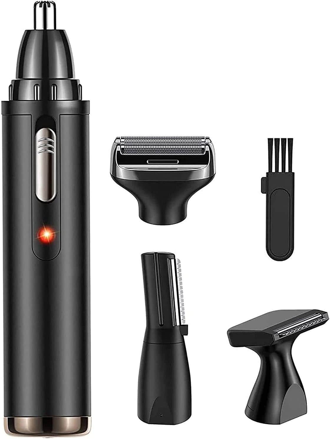 Rasatore per peli del Naso, Tagliapeli for Naso Ricaricabile Tramite USB 4 in 1, Lame a Doppio Bordo for Una Facile Pulizia, Nero