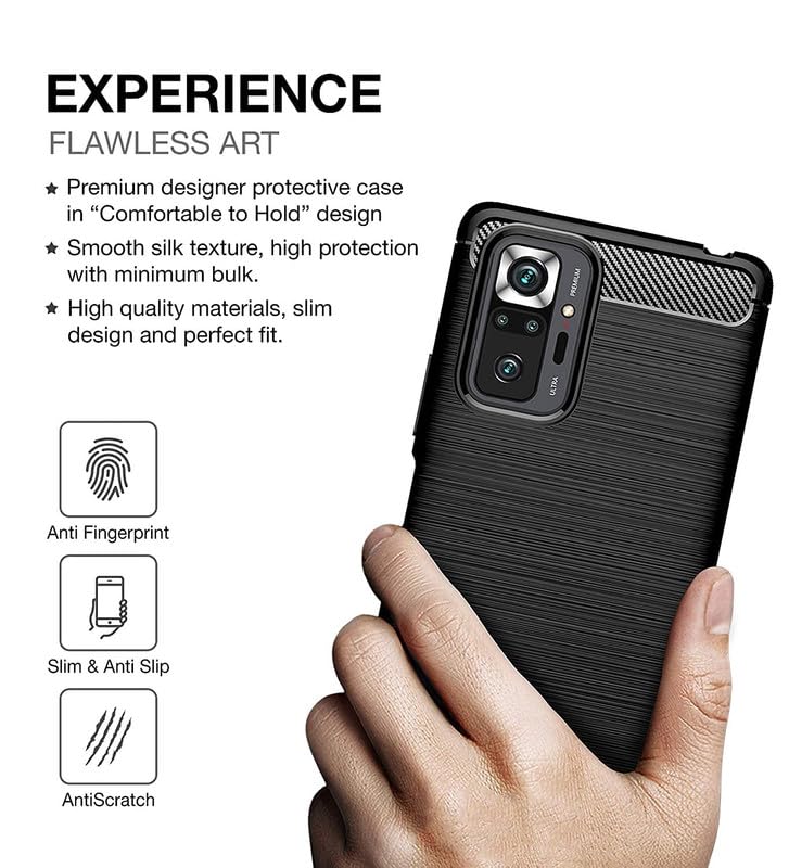 Image of Hybrid Carbon Fiber Back Case for Mi Redmi Note 10 Pro /Note 10 Pro Max (Black)