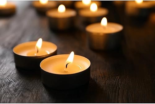 Miniatura 4 de Amari Velas de té de 0.44 onzas – Paquete de 100 velas sin perfume – Dura de 3 a 5 horas (amarillo)
