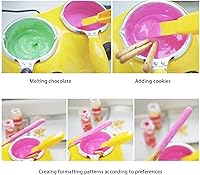 Vista 5 de Jeanoko Olla eléctrica de chocolate para fundir fondue de chocolate con doble olla herramienta de cocina, mini fondue para hacer dulces (amarillo)