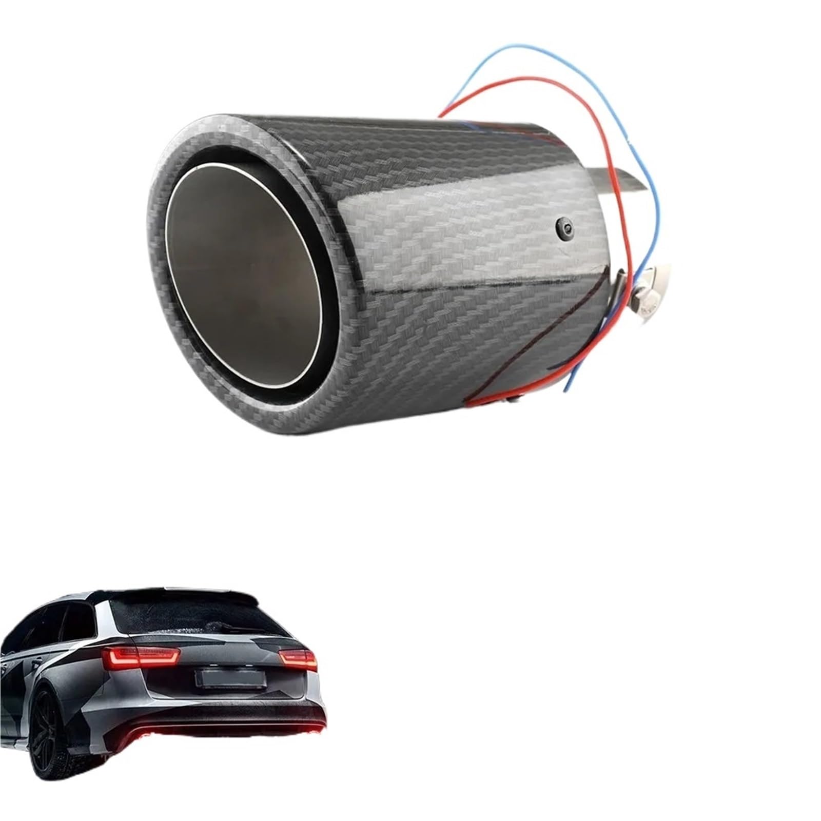 Universal Car końcówka tłumika wydechowego rura prosta zmodyfikowana pojedyncza wylotowa tylna część gardła czerwone/niebieskie światło płonące Tłumik do auta(MULTI)