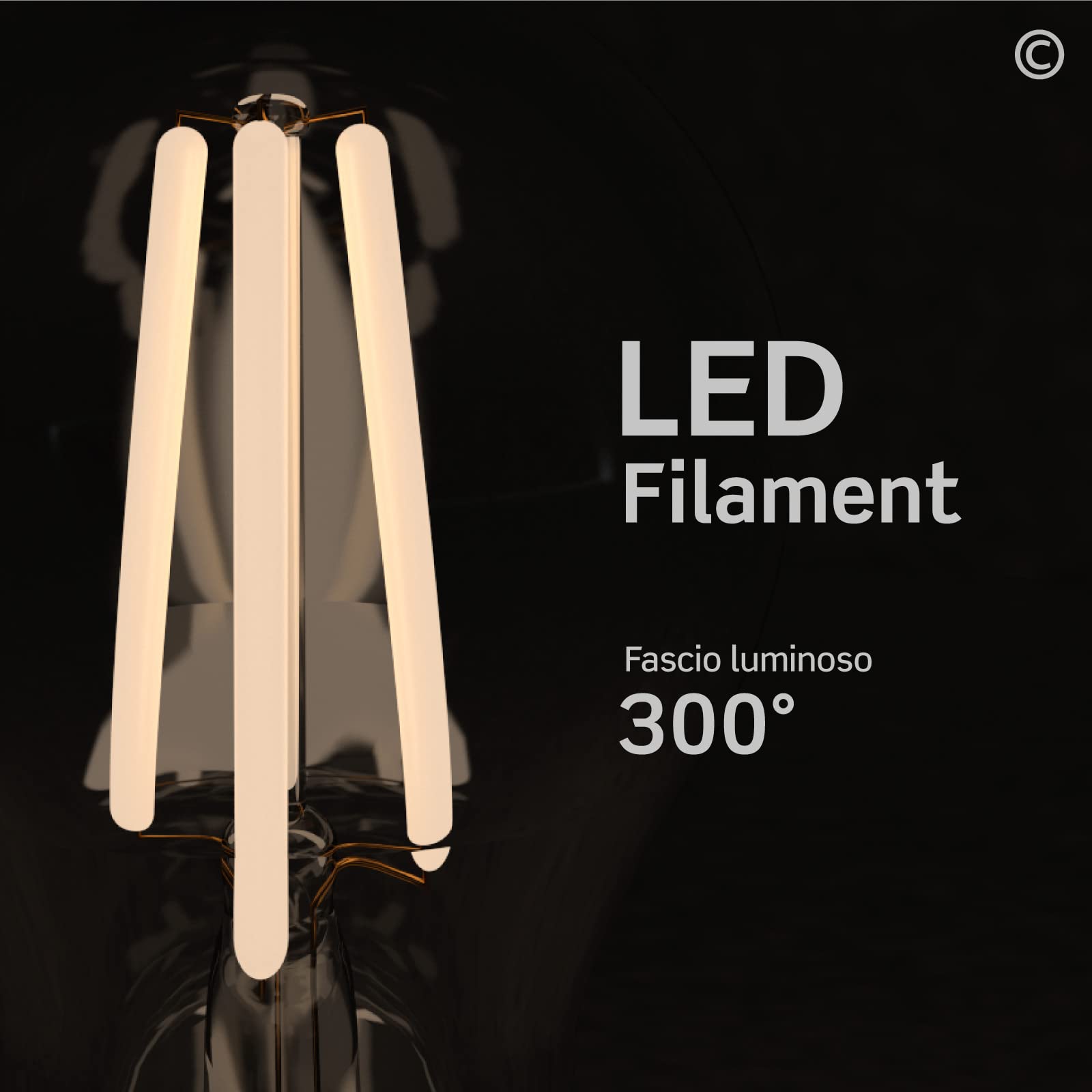 10 x Lampadine LED a Filamento E27 10W Trasparante (1055 lumen equivalenti a 75W) - Forma: Goccia A60 - Luce Bianco Caldo 3000K - Fascio Luminoso 300°