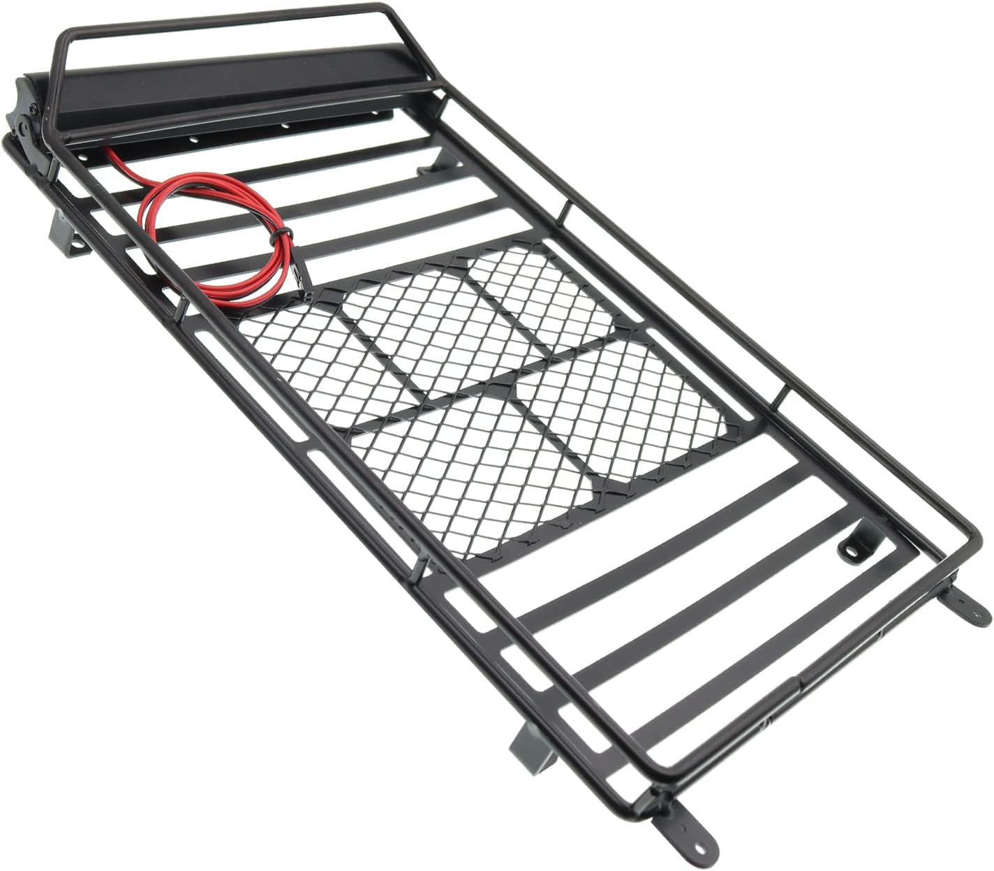 Metal Luggage Carrier Roof Rack with LED Light Bar Compatible with Axial SCX10 Traxxas TRX-4 RC4WD CC01 D90 1/10 RC Crawler Car（245mm X 150mm）