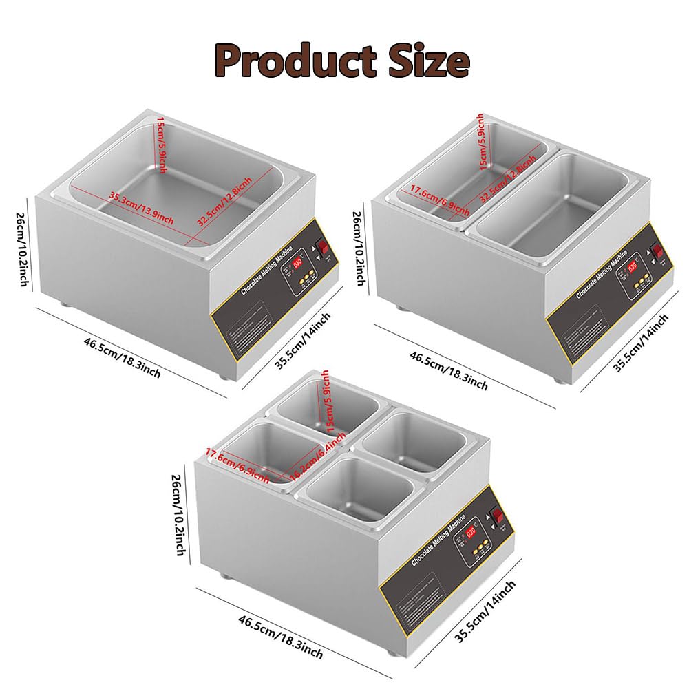 Melting Pot 500 W, controllo digitale della temperatura 0-85 ℃, fonditore elettrico per cioccolato, latte, crema, ideale per esigenze di cottura, cottura e pasticceria