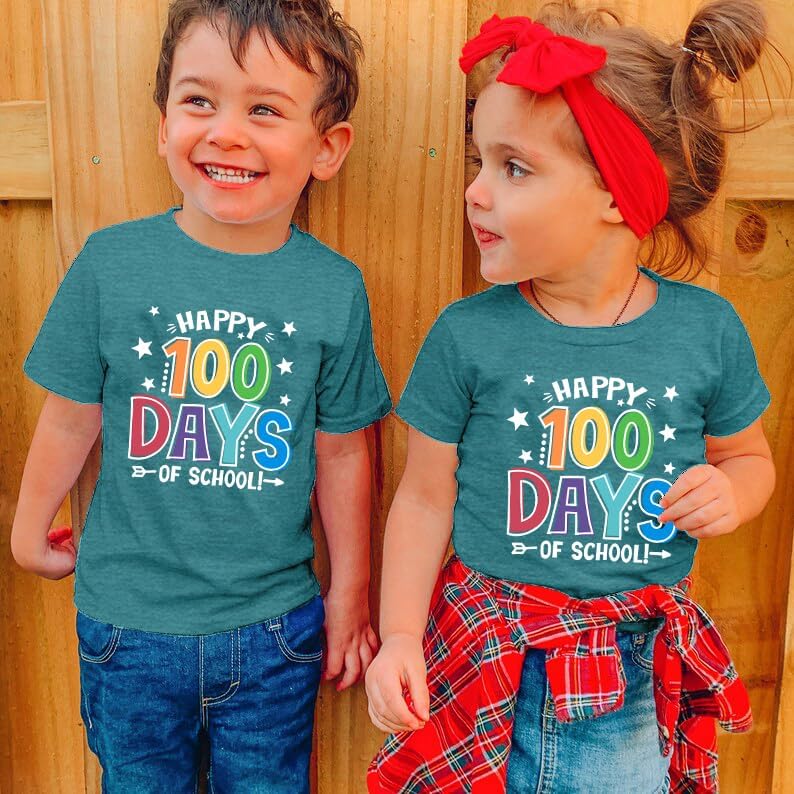 Toddler Happy 100 Days of School Shirt Cute Boys Girls Kindergarten Shirts 100th Day of School Celebration Gifts Tops - Image 2