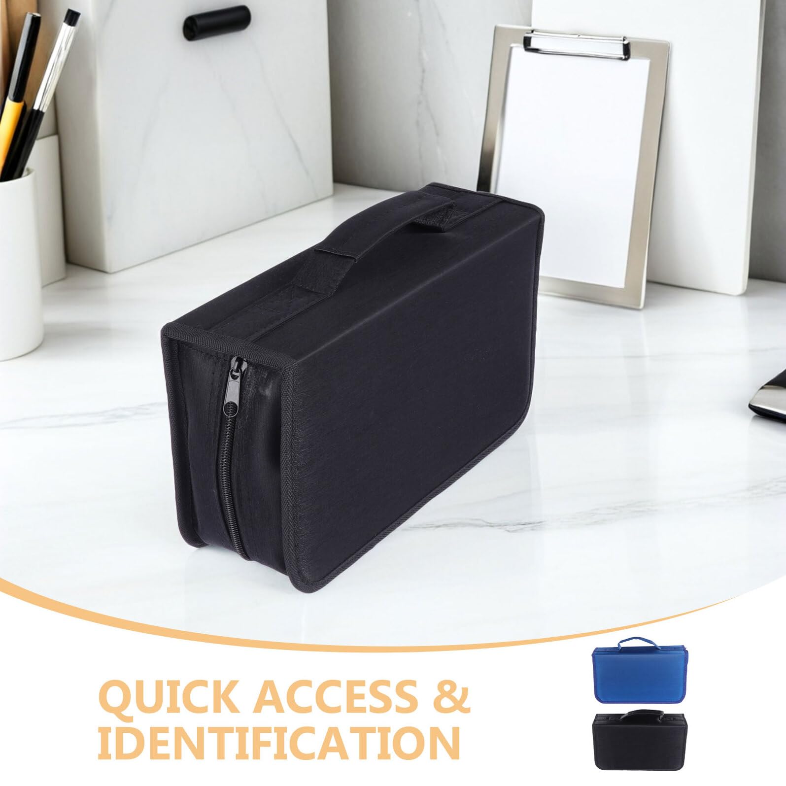 LIFKOME 2 Pezzi Custodia Protettiva Cd Dischi Organizer Portatile con Zip Custodia Rigida Salvaspazio per Dvd e Cd Polvere per Casa Ufficio Viaggi e Auto Nero e Blu