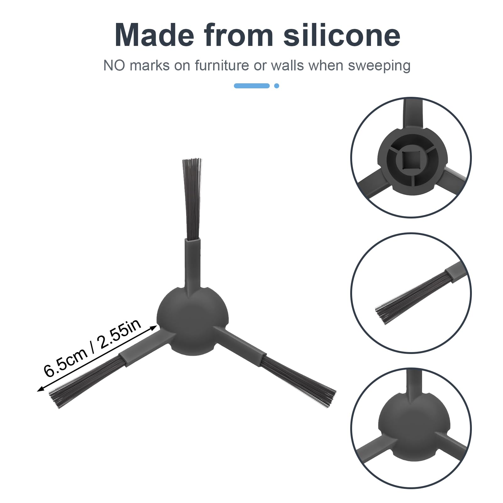 Set 6 Spazzole Laterali Per Aspirapolvere Mova E40 Ultra – Fixbetter, In Nylon Resistente, Facilmente Sostituibili, Consigliata Sostituzione Ogni 2-3 Mesi, Pulizia Profonda Di Angoli E Bordi, Perfetta Vestibilità