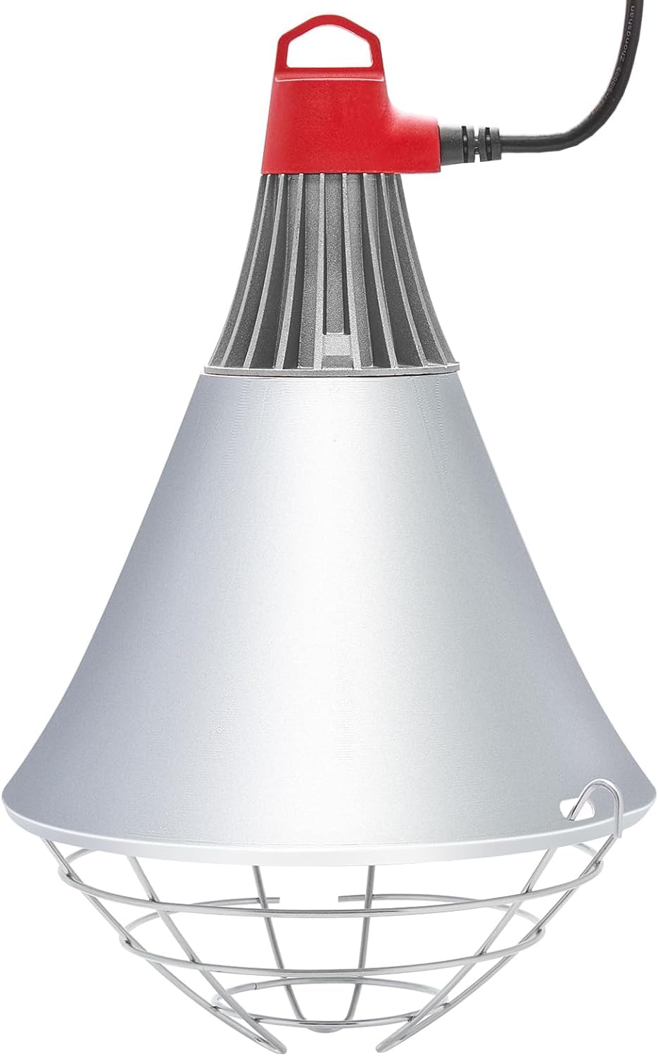 Silver Poultry Heat Lamp Holder - Adjustable 2-Mode Switch, 250W Max, 2M Wire, and Suspension Chain - Ideal for Brooding Chicks, Ducklings, Puppies, and Reptiles - Terrarium Heat Lamps