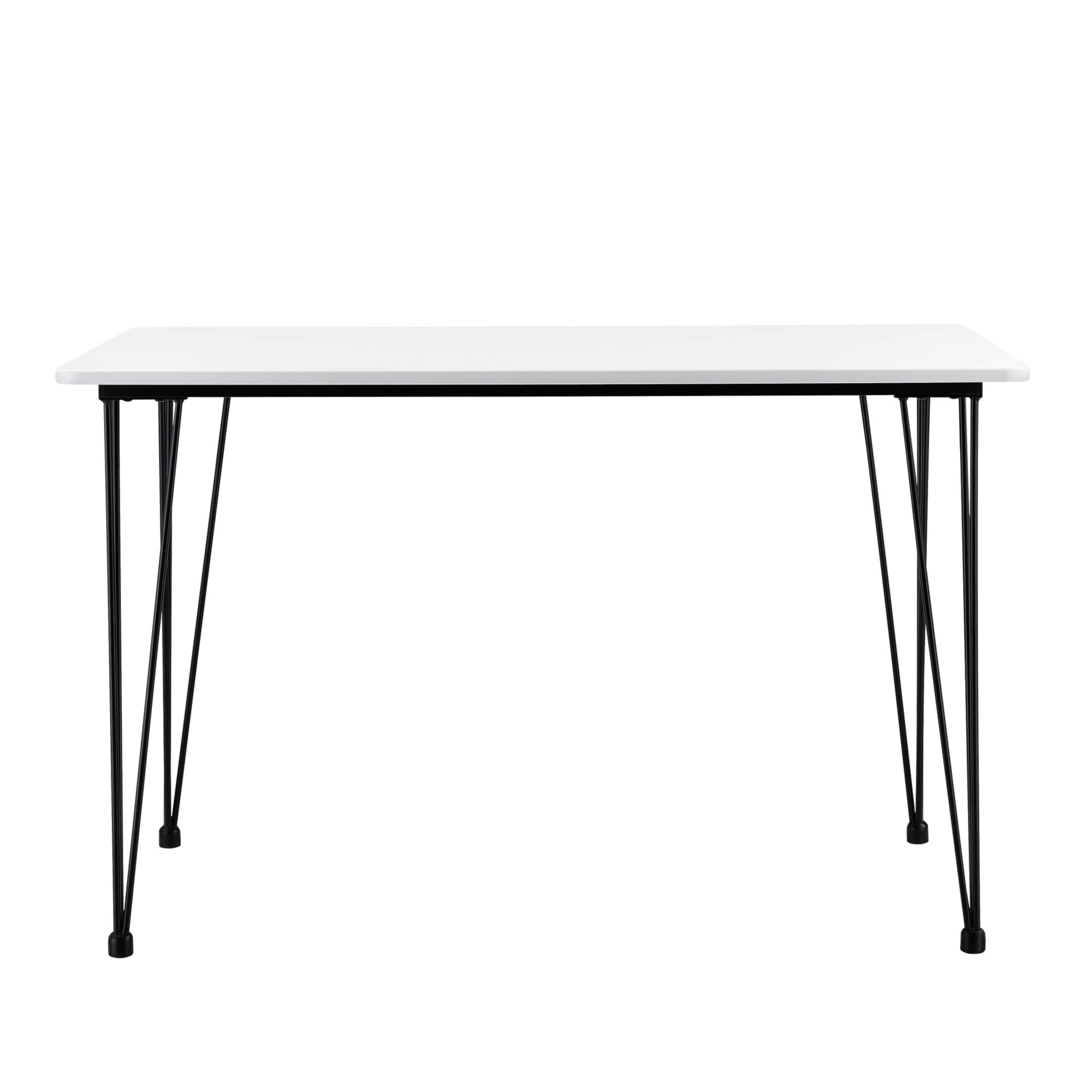 [en.casa] Tavolo da Sala Pranzo con Gambe a Spillo e Piano Rettangolare 120x70 cm Tavolo a 4 Posti Gambe a Forcina in Acciaio per Cucina Bar Ristorante - Bianco