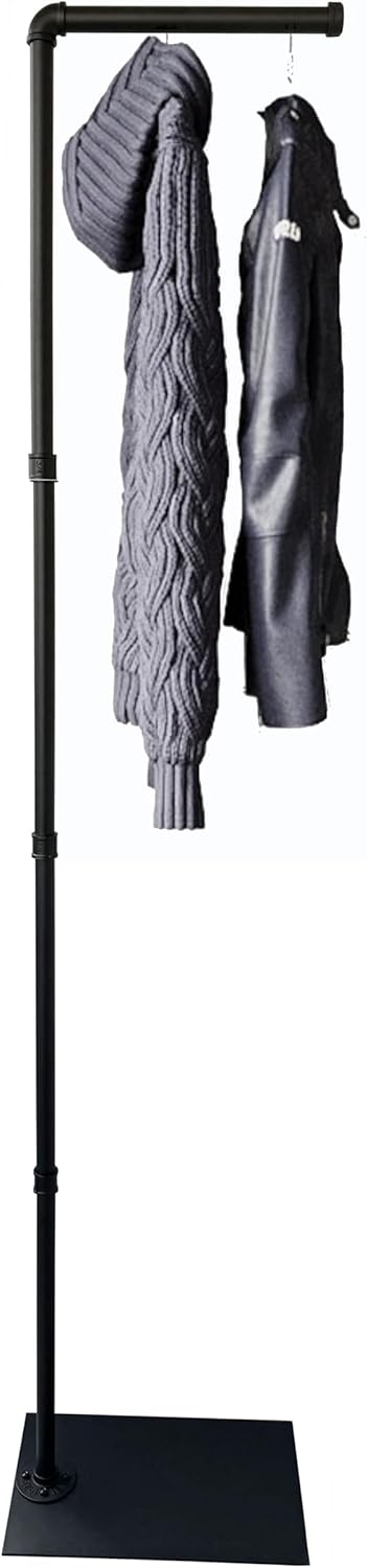 Heavy-Duty Standing Clothes Rack,Adjustable Height (55" to 73") Single-Arm Garment Display Stand,Multipurpose Hanging Garment Rack Coat Stand for Retail Stores,Boutiques,and T-Shirt Shops