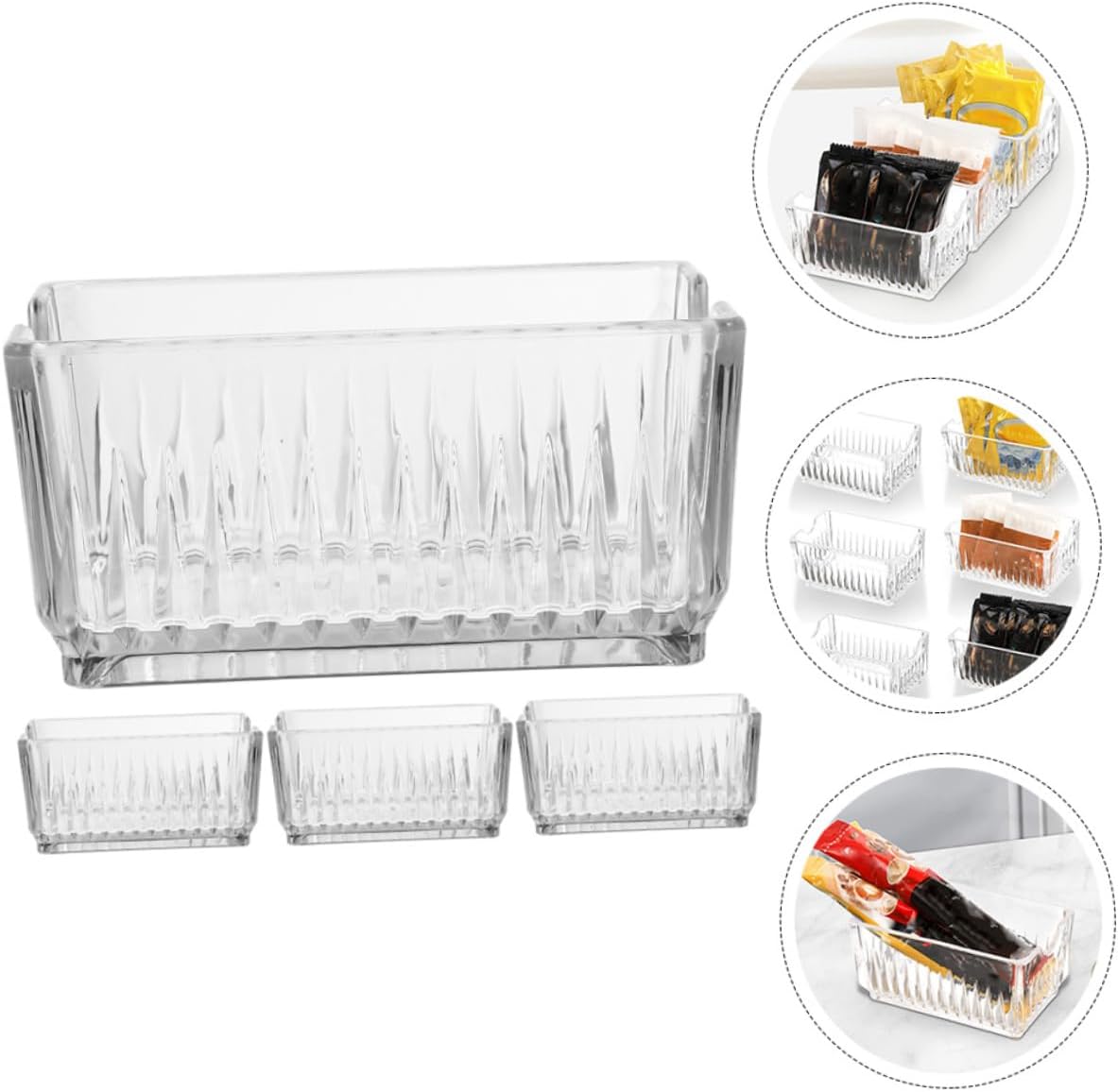 4pcs Rustic Sugar Holder Tea Bag Organizer Acrylic Storage Boxes for Counter