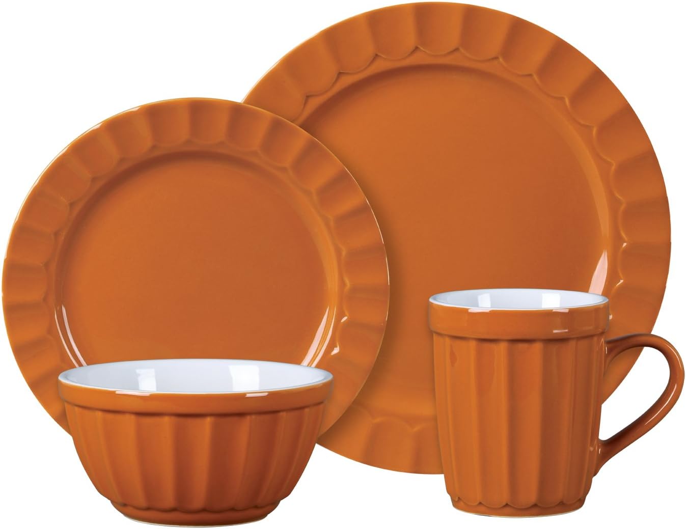 Gibson Montcrest 16Piece Stoneware Dinnerware Set, Orange