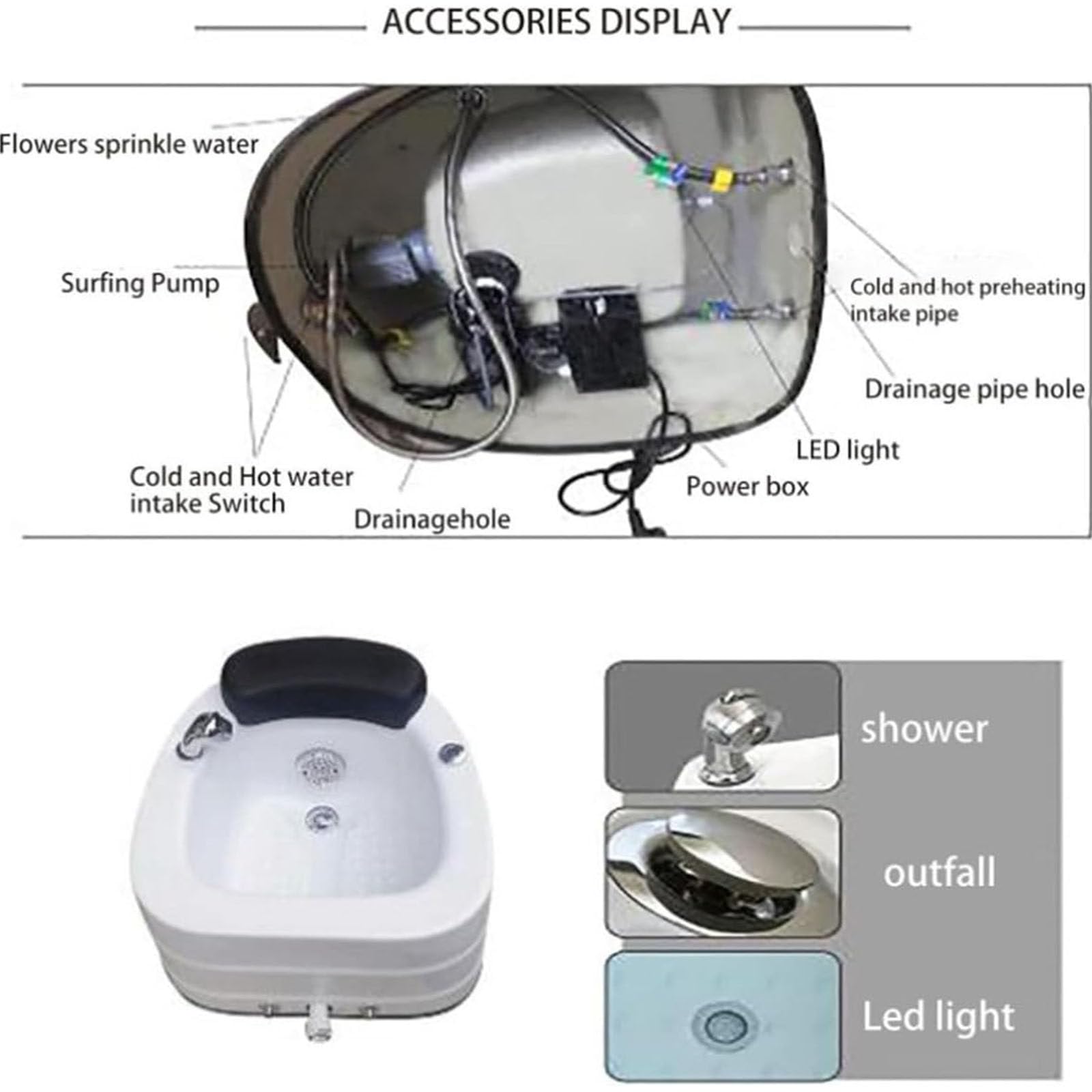 Bañera Hidromasaje Portátil para Pies Y Pedicura - Bañera De Hidromasaje Relajante para Pies con Silla Acrílica, Lavado De Ducha Y Masaje - Ideal para Uso En El Hogar Y Salón