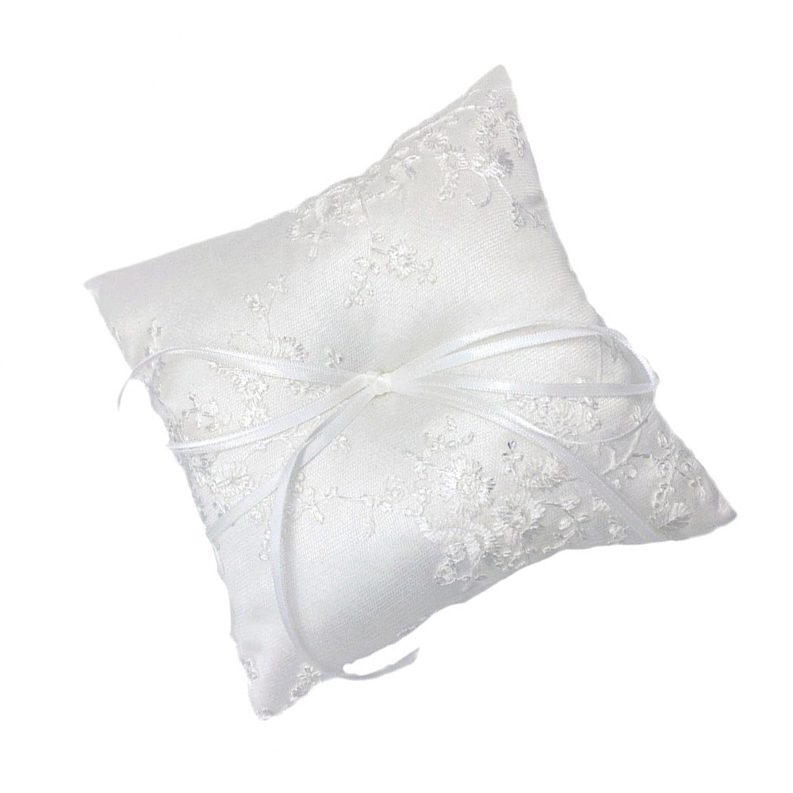 Kalttoy 3 Delicate Hand-Embroidered Lace Bridal Pillow, Bead-Trimmed Fabric with Pearl Embellishments for Ceremonies Romance Wedding Ceremony Accessory